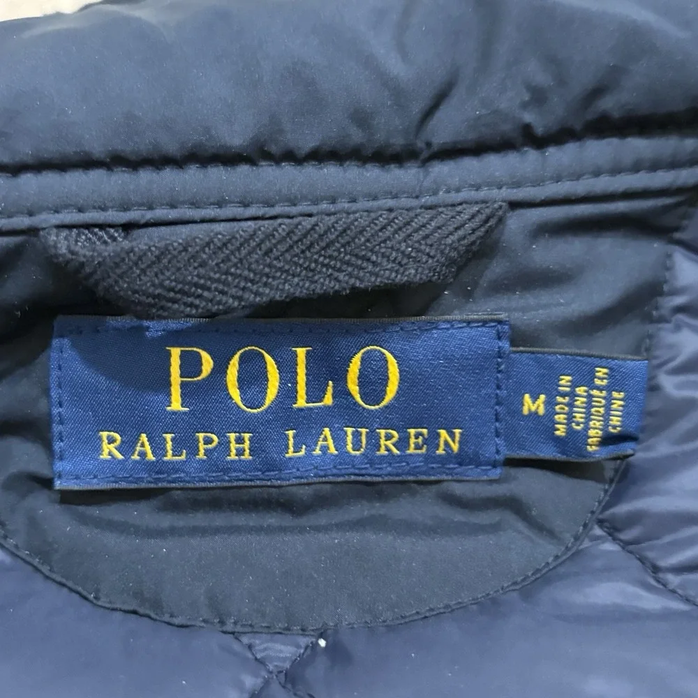 Polo Ralph Lauren Diamond Quilted Vest Men's Medium Blue Full Zip Snap Iconic